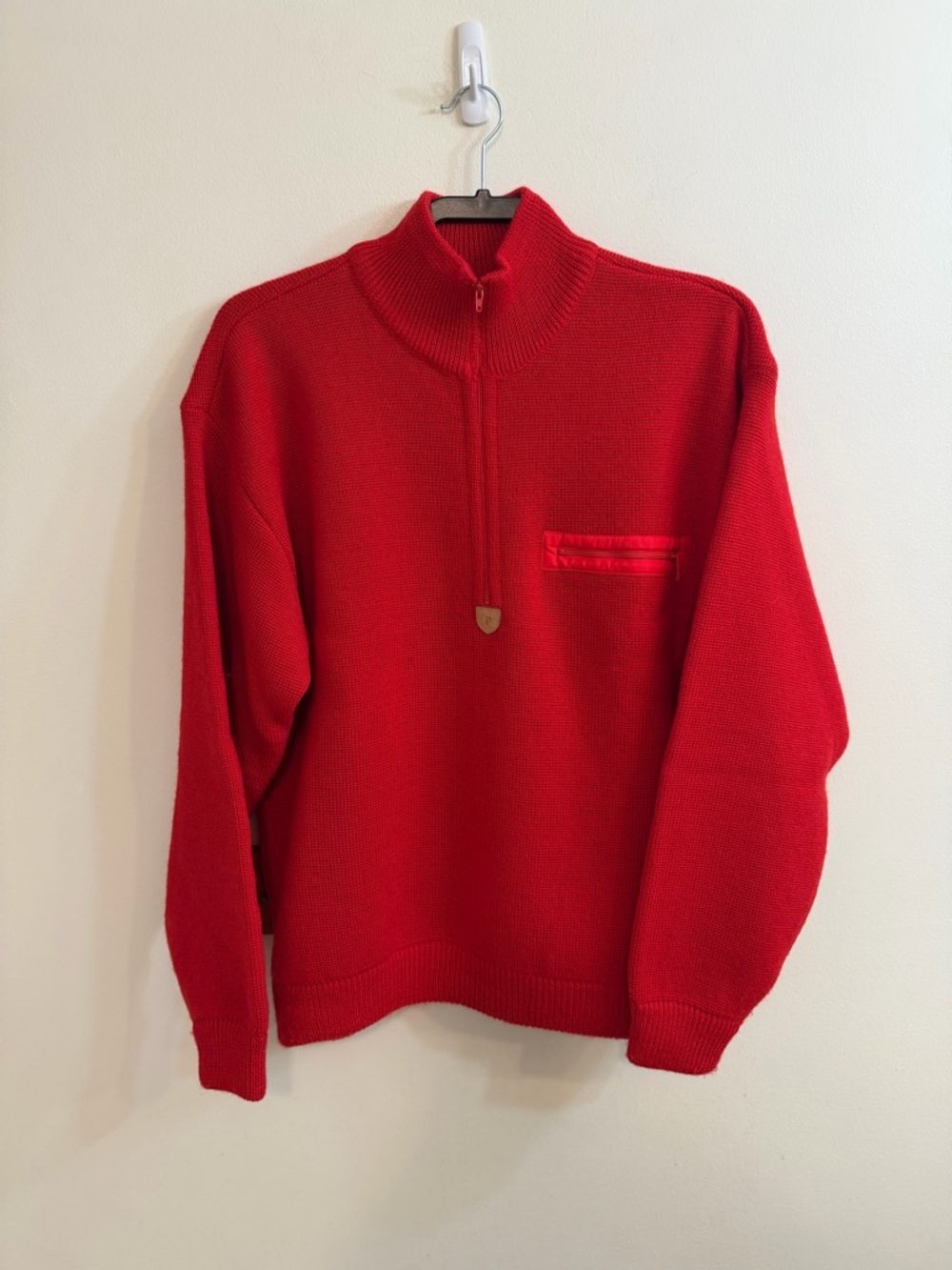 Patagonia VTG 90s Alpiniste‎ Sweater Men’s M Red 100% Wool Ski Pullover Zip Up